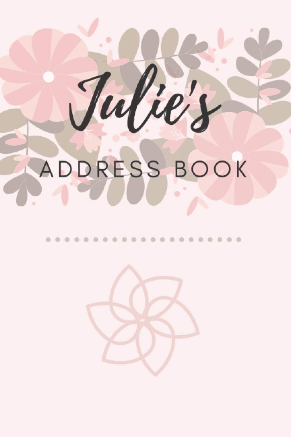 Address Book | Julie: 6 x 9 Inches | 208 Entries | 104 Pages | Contact Book | Alphabetical with Letter on Each Page | Name | Address | Phone Numbers | Email | Notes