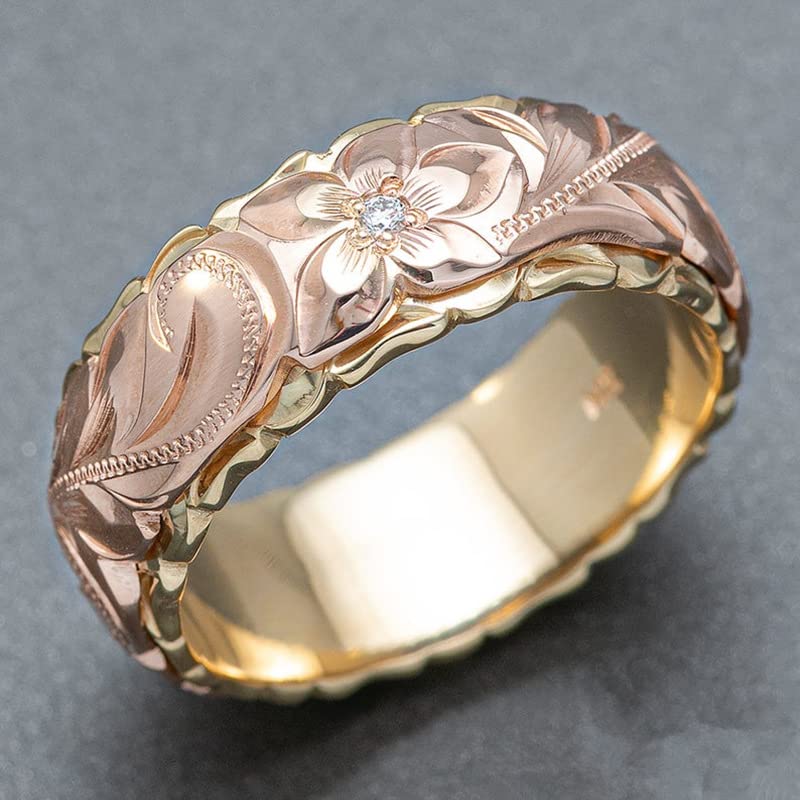 Exquisite Carved Rose Two-Color Women'S Ring, Wedding Gift Ring2
