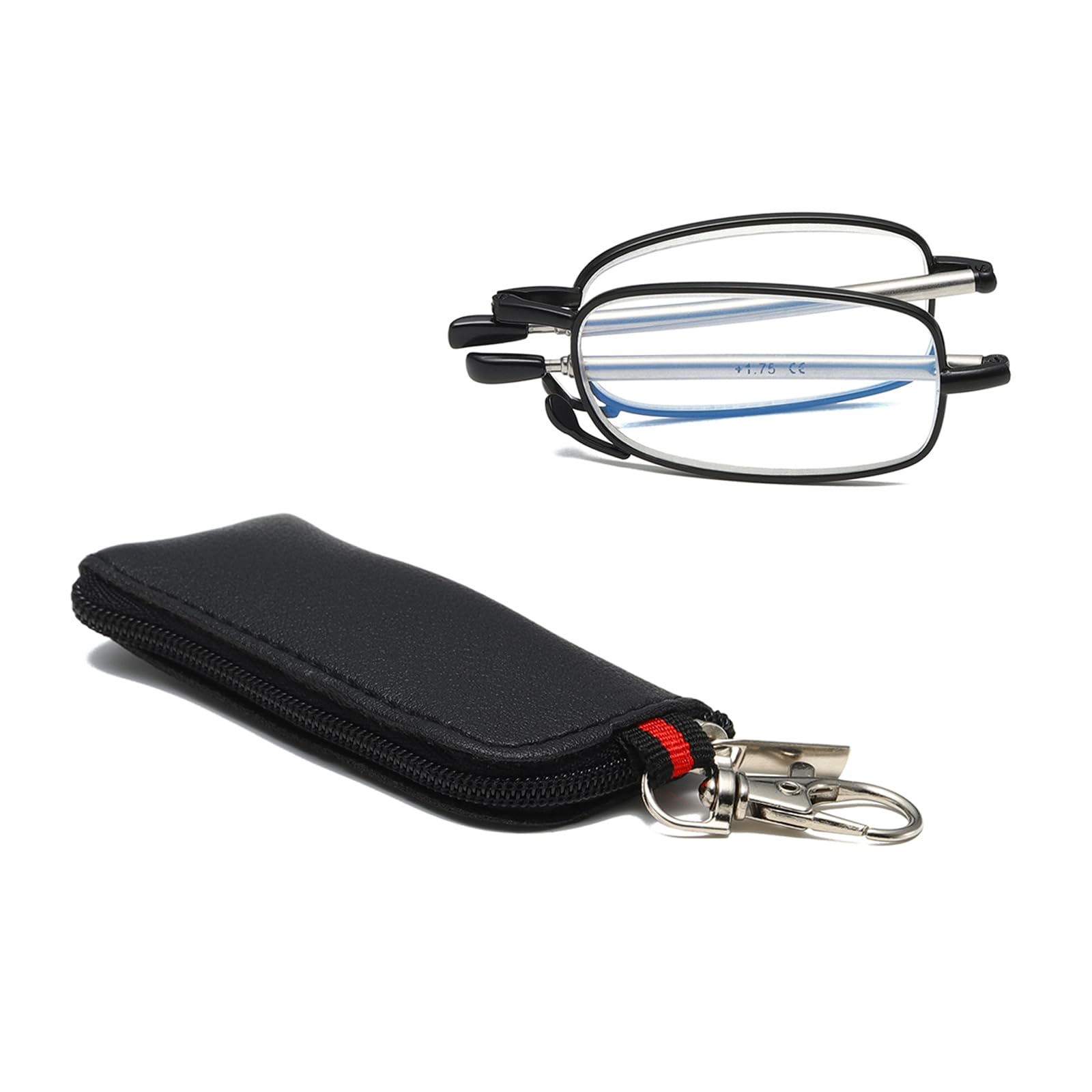 Hubeye Gafas de lectura plegables de metal portátiles ultraligeras Anteojos de lectura con bisagras de resorte y patillas telescópicas Gafas de viajes con llavero 1.00