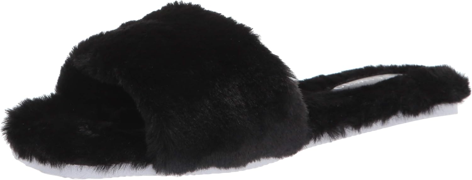 Vince Camuto Women's Footwear Women's AMPENDIE Faux Fur Slipper, Black, 5
