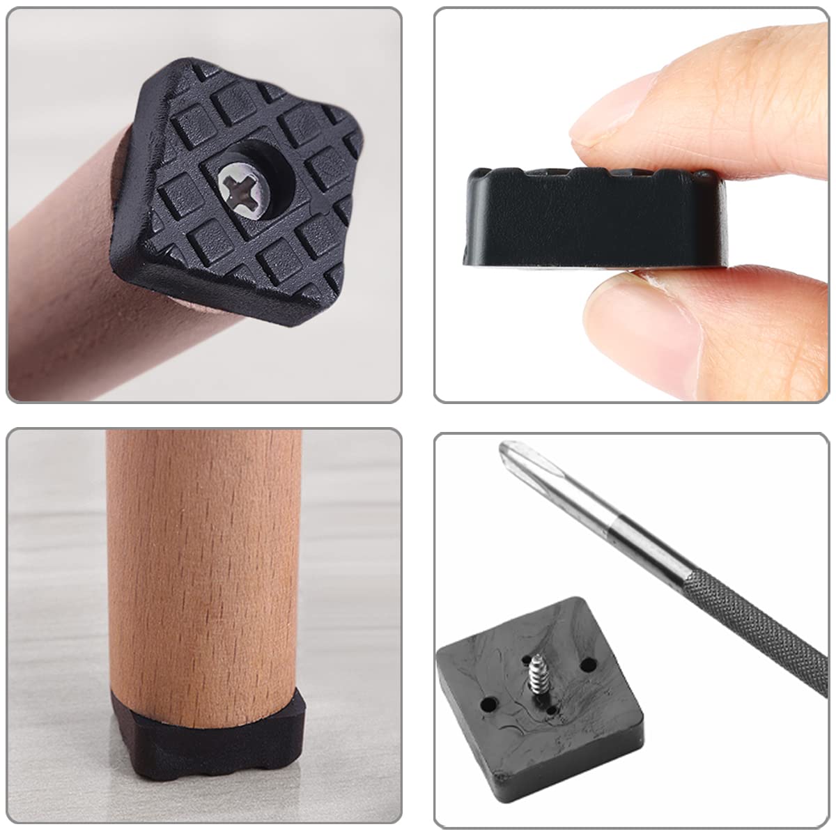 8 Pezzi Piedini Quadrati In Gomma Con Viti, Cuscinetti Paracolpi - Foto 9