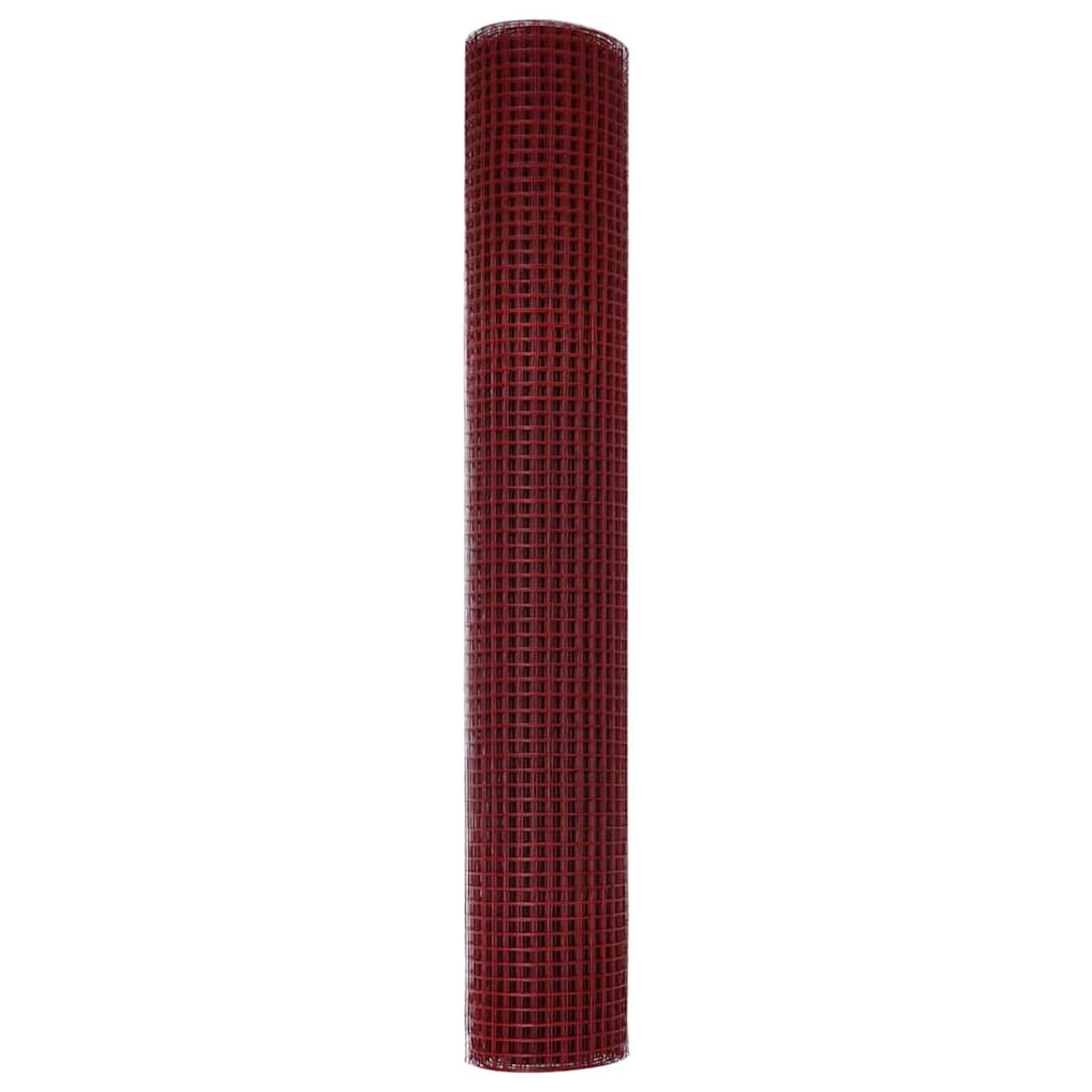 Gecheer Geschweißter Drahtzaun Rot 1.5x25 m Stahl PVC-beschichteter Metalldraht Spanndraht für Zaun Garten Basteln