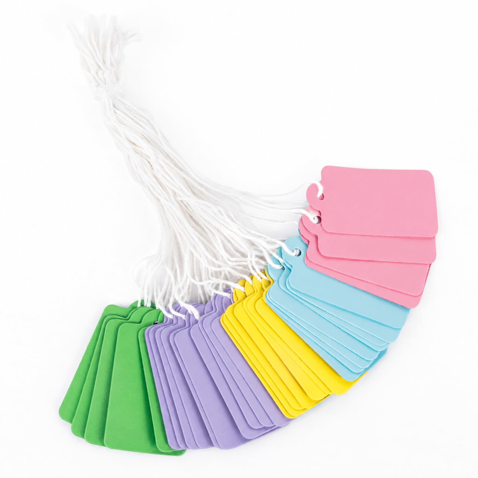 jijAcraft 200Pcs Colourful Price Tags with String: 45 x 25mm Small Pre-Strung Luggage Tags, Blank Gift Marking Paper Labels for Jewelry, Clothing Display Price, DIY Crafts
