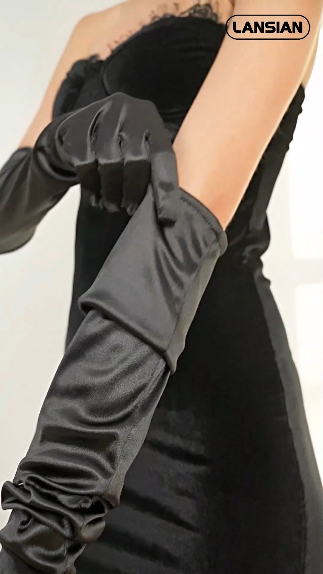 Amazon.com: Lansian Long Black Opera Party Gloves for Women 1920s 20s Satin  Gloves Elbow Length Bridal Evening Dress Costumes, 21'' : Clothing, Shoes &  Jewelry