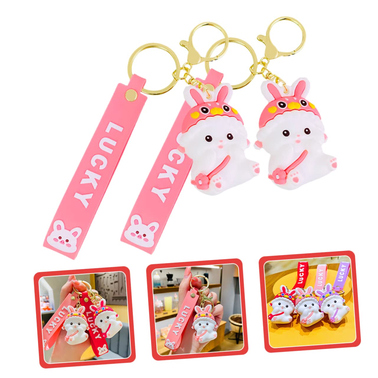 GALPADA 8piezas Llaveros De Conejo De Dibujo De Colgante Para Mochila y Decoración De Fiesta De Año Adorno De Para Mujeres y