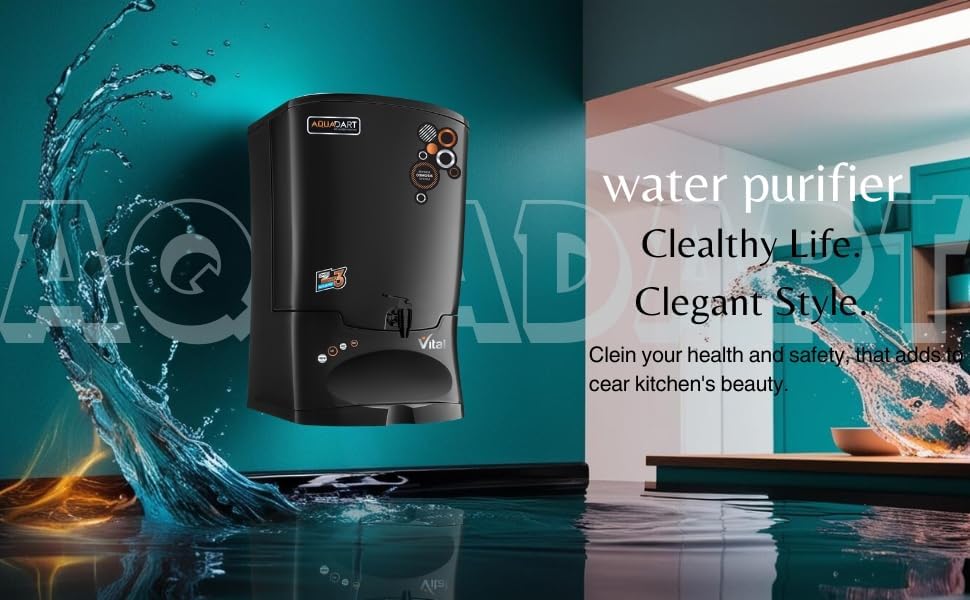 Image of AquaDart Copper RO+UV+UF Water Purifier for Home 8 L Storage Tank|12 L /Hr Purification Suitable for all Water Sources Borewell, Tanker,Water | Black