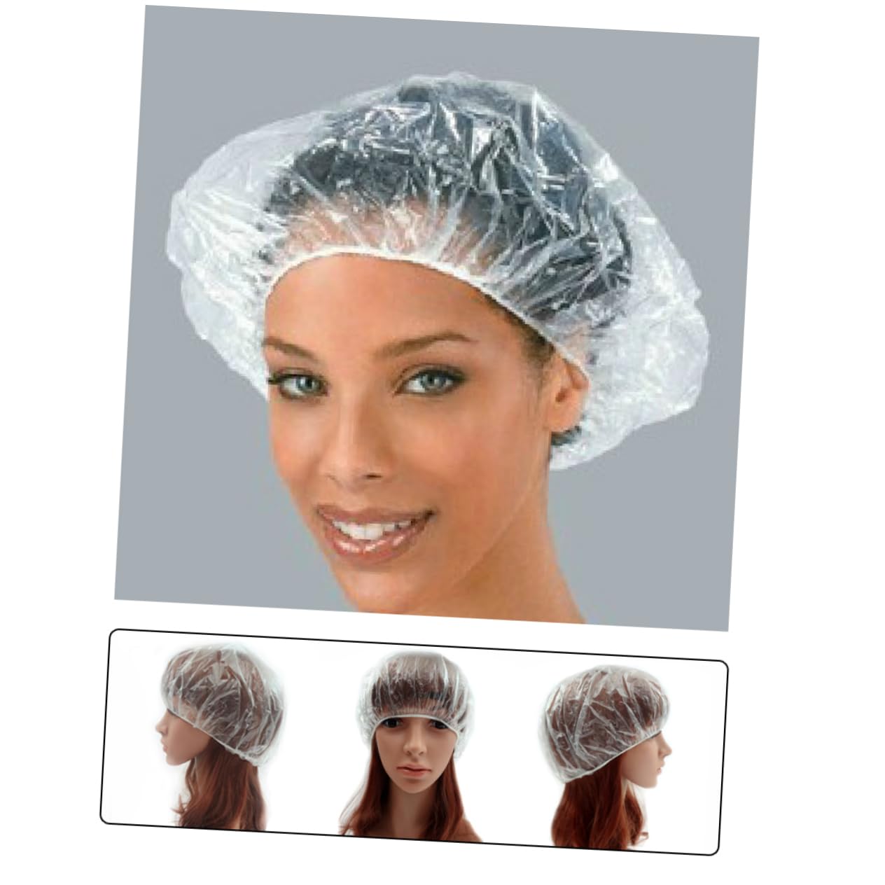 Healeved 100 Piezas gorros de baño para mujer mujeres gorros de baño desechables tapón acolchado desechable gorros de ducha transparentes únicos Educación física gorro de ducha