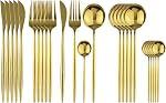 Silver Silverware Set, 24-Piece Stainless Steel Flatware Set Service For 6, Mirror Polished White Handle Tableware Cutlery Set Knife Fork And Spoon For Home & Restaurant, Dishwasher Safe