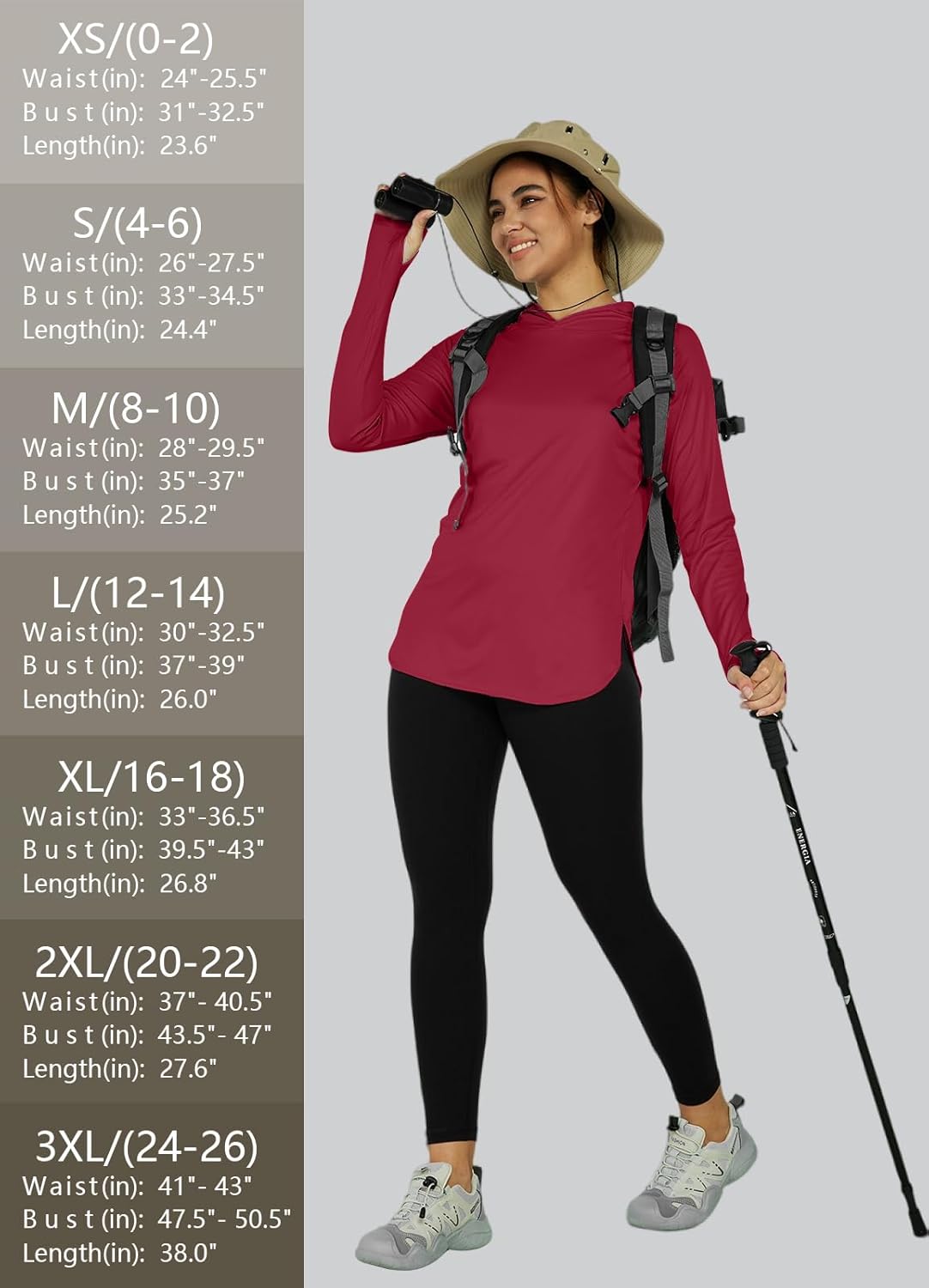 Women's Sun Protection Shirt UPF 50+ Long Sleeve Hoodie UV SPF T-Shirts Rash Guard Hiking Quick Dry Lightweight - Image 6