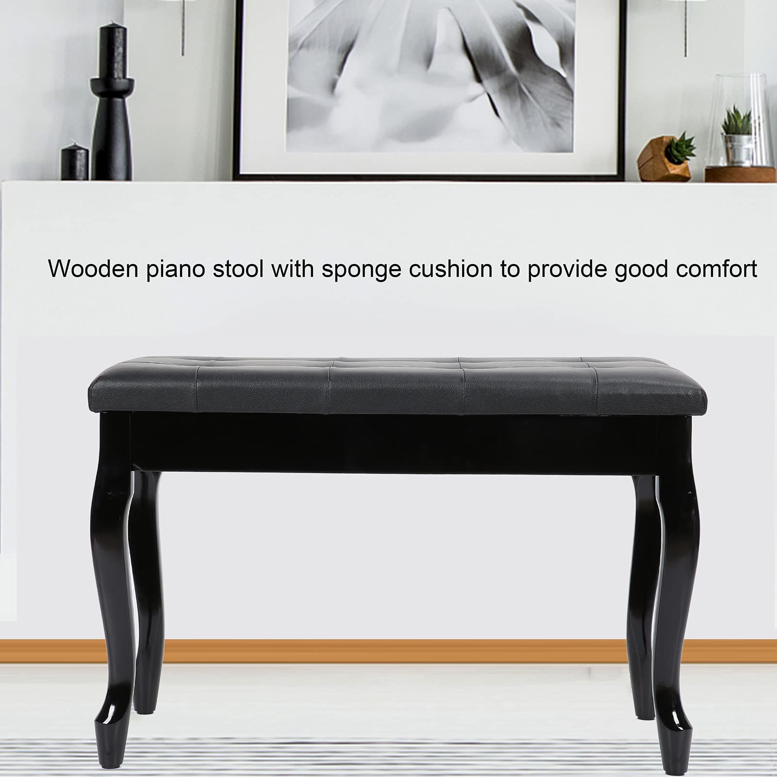 Qcwwy Stuhl Footstools Schachtel Stall Holzbein Große Aufbewahrungsbox Kissenbank mit Weichem PU -Leder für Komfortaufnahmebereich Konzert Piano Bank mit Aufbewahrungsklavierbank