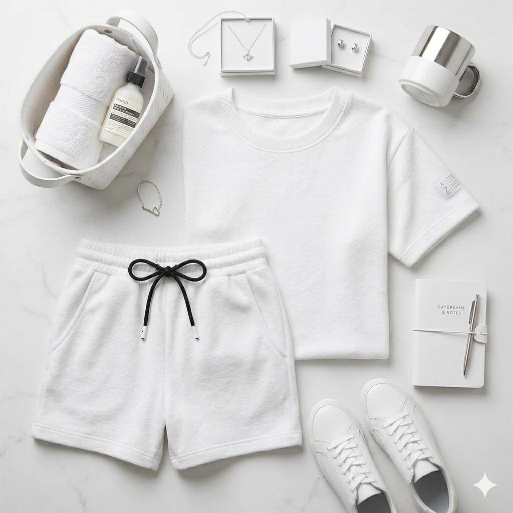 Survêtement 2502 - 2 pièces - Pour femme - Tenue de détente - Confortable - Taille unique (36-40) - Manches courtes et short