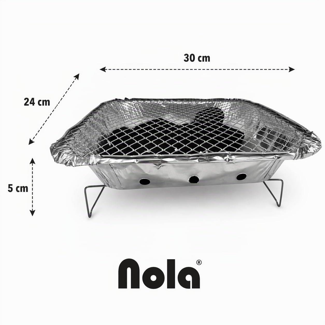 NOLA Barbecue Monouso - Confezione da 12 - Con Carbone da 500 g & Carta d'accensione - Pronto all'uso per Picnic, Campeggio & Festa Barbecue - Instant Picnic Grill Art. 365 (12)