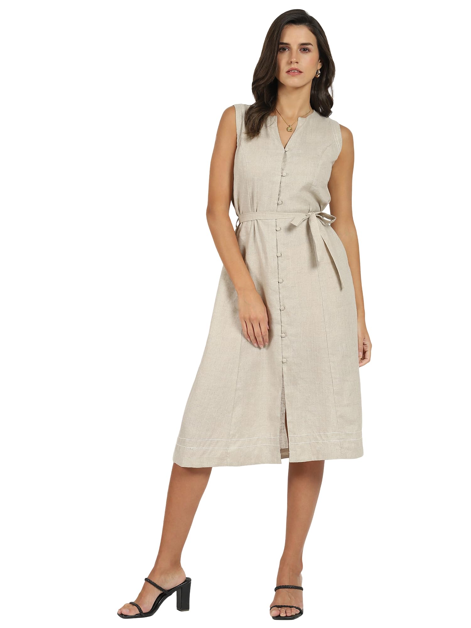 chinese dress ladies RAREISM White Linen A-Line Dress – Myntra International