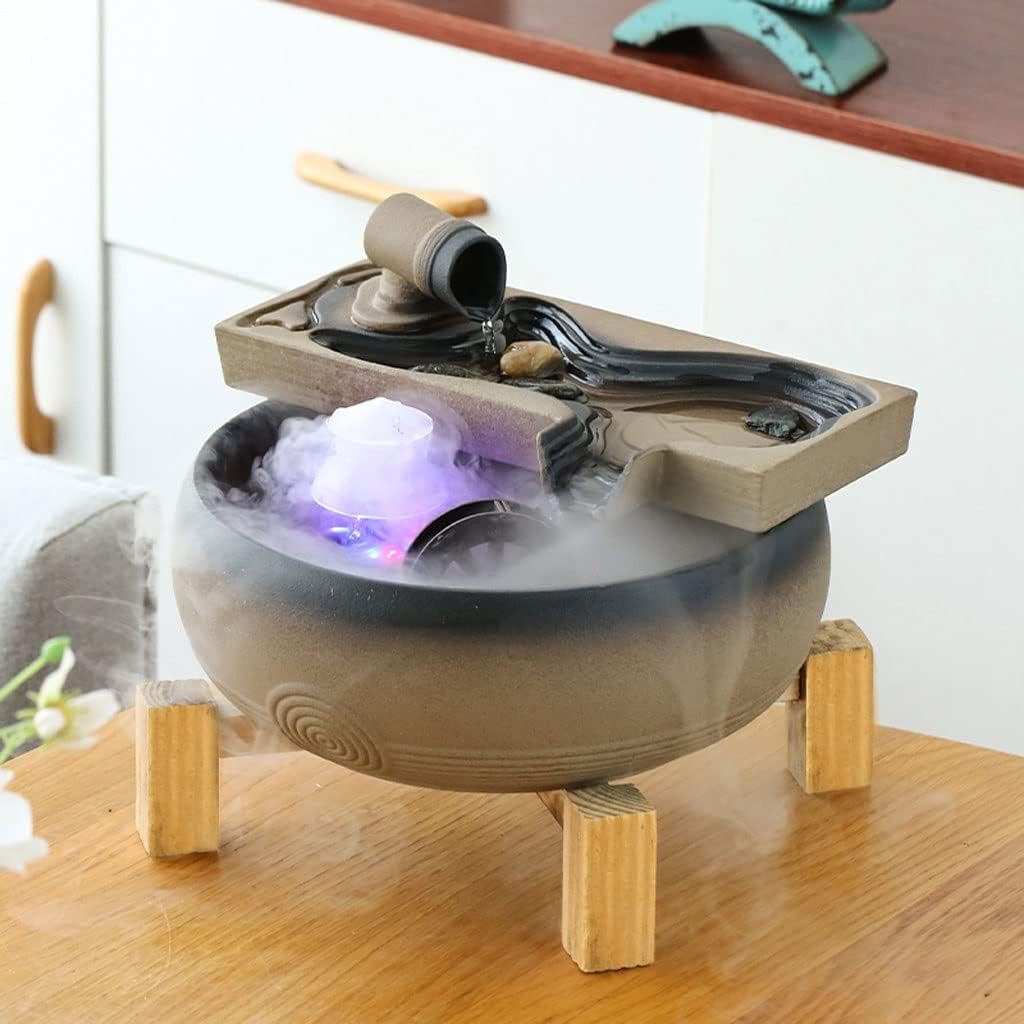 Tabletop Fountain Office Desk Lucky Atomization Fountain Interior Living Room Decoration Waterfall Water Desktop Fountain Tabletop Decoration (Color : B) (A)