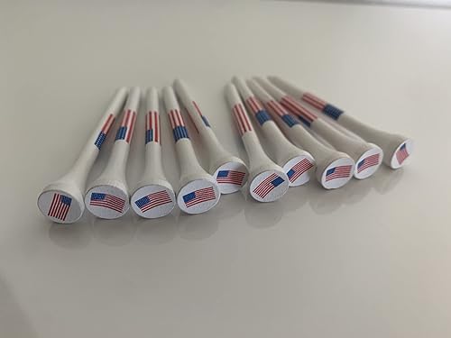 Miniatura 8 de Camisetas de golf de madera con la bandera estadounidense, 2 3/4 pulgadas, 100 camisetas por paquete, camisetas de golf de Estados Unidos, color