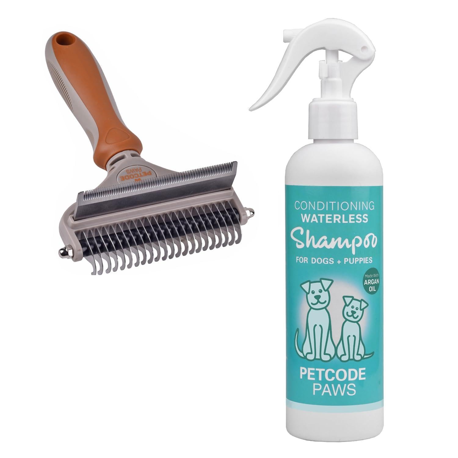 PETCODE PAWS Dog Detangling Kit with Duo Brush and Leave-in Shampoo Conditioner Spray - Improve Your Pet Beauty Routine with Leave-in Shampoo