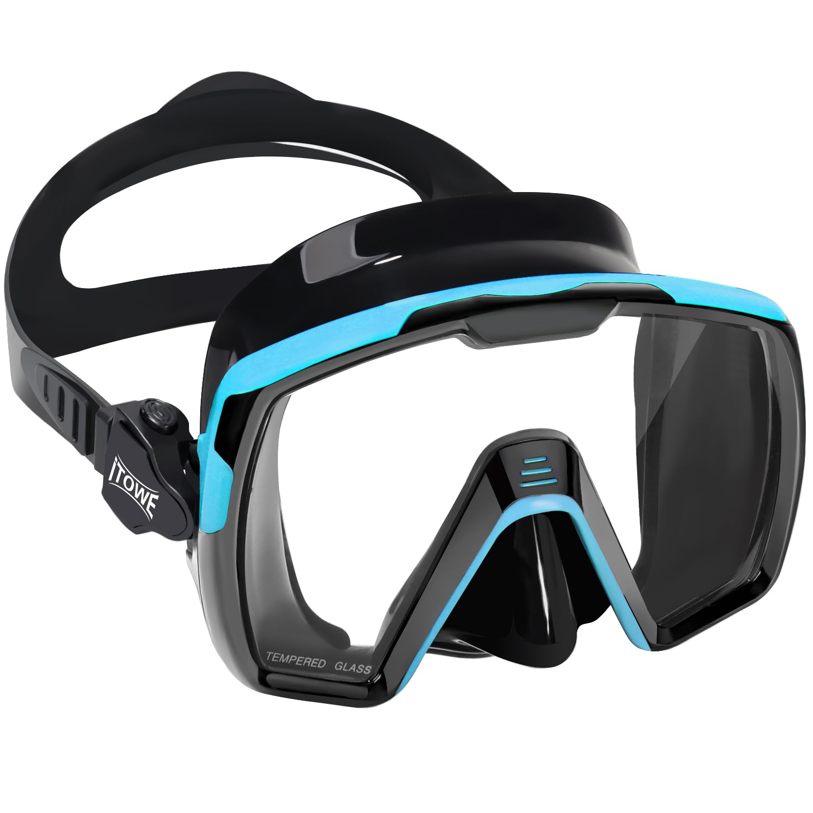 Maschera subacquea, occhialini da nuoto per adulti, uomini, donne e giovani, vetro temperato trasparente a 180°, occhialini da nuoto per piscina, occhialini da nuoto con copertura nasale, prova