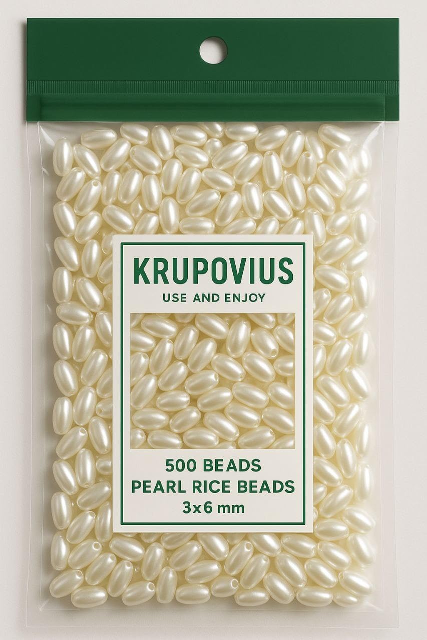 500 Pieces Pearl White 3mm x 6mm Plastic/Faux Pearl Oat/Rice Beads Strand & Loose - Image 2