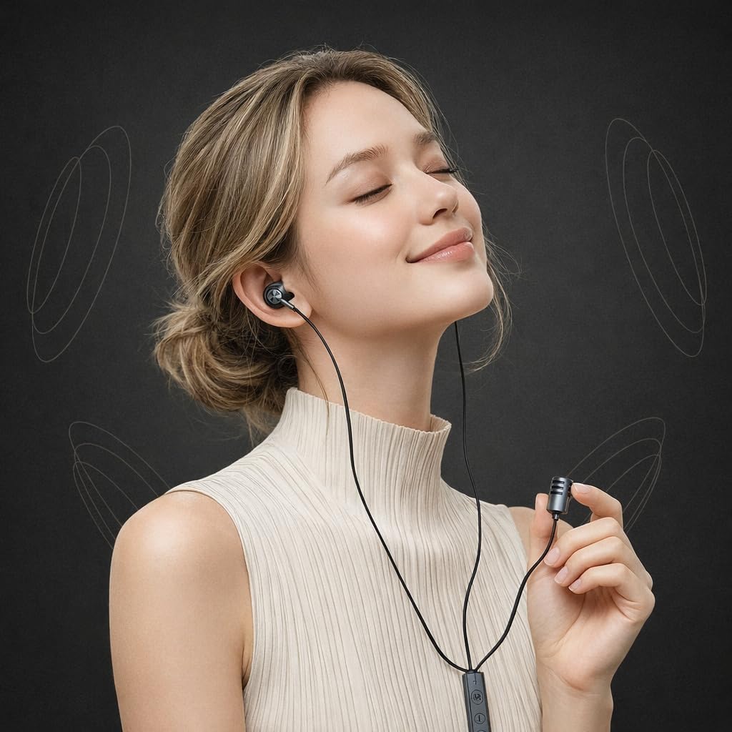 Karaoke Headset with Integrated Mic & Built-in Sound Card, Type-C in-Ear Monitoring Headset for Singing & Vocal Recording, Echo Effect & Real-Time Audio, Compatible with TikTok, Smule & Karaoke Apps