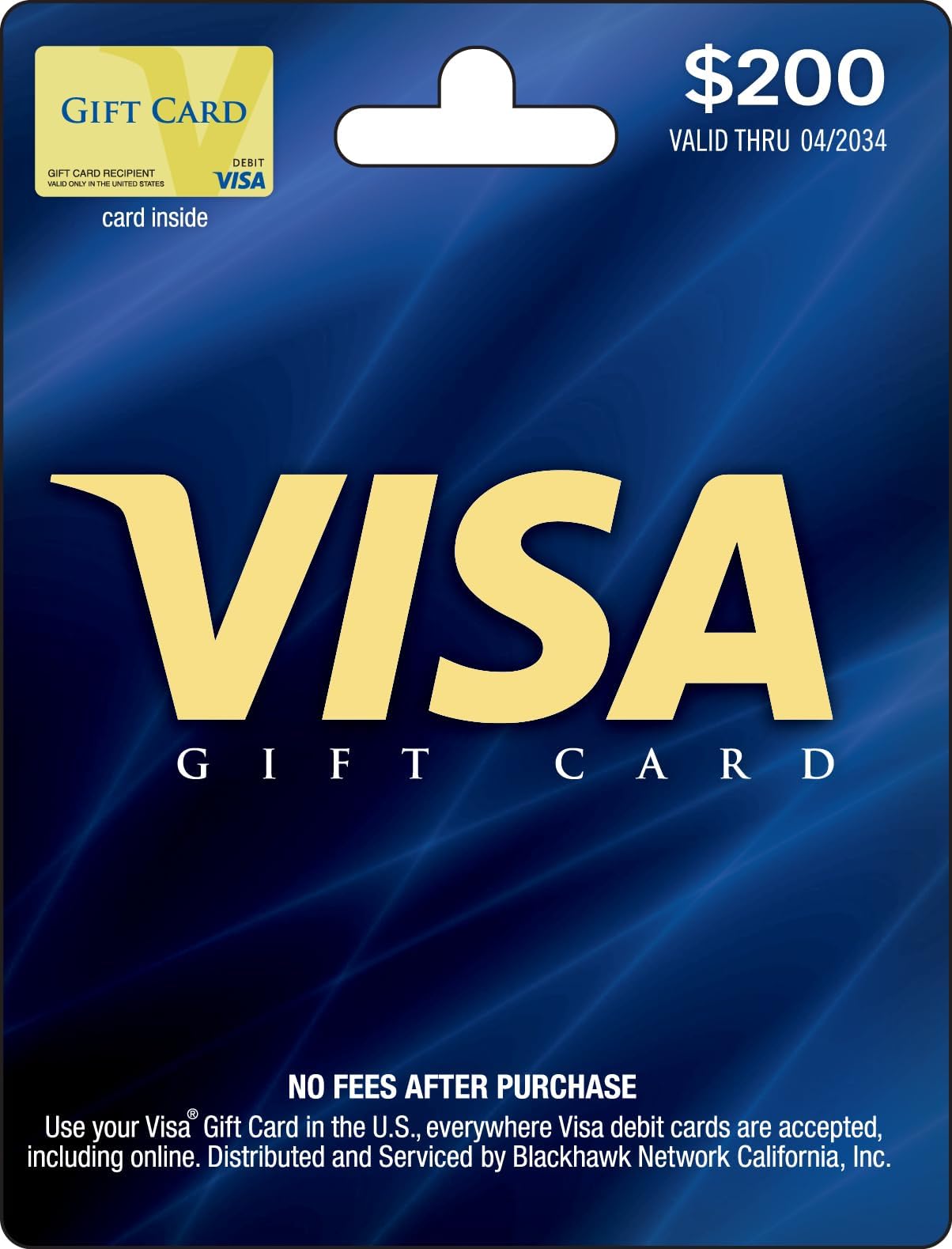 Visa Physical Gift Card $200 (plus $6.95 Purchase Fee)