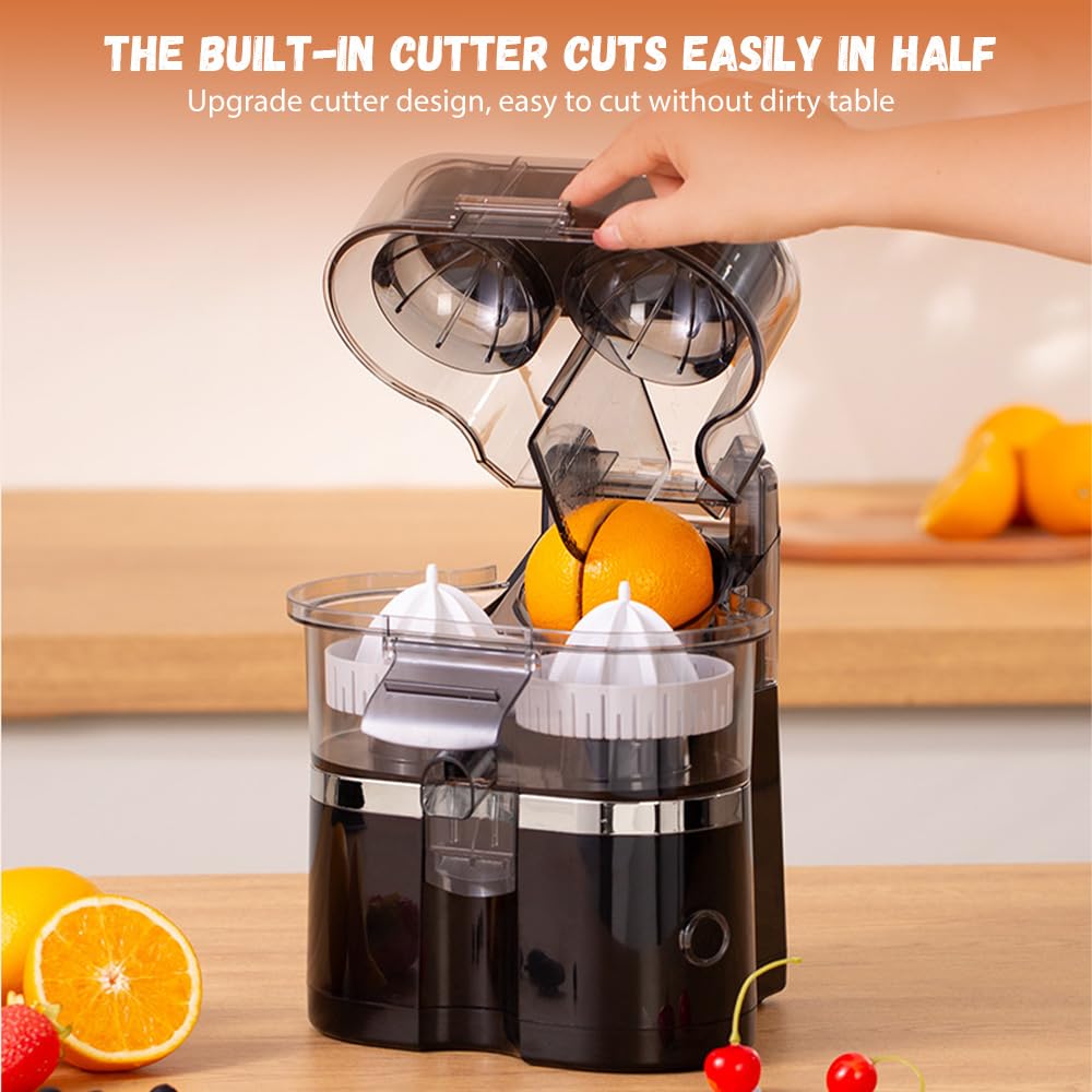 Prensa de cítricos eléctricos, 100 W Presor Cítrico Eléctrico (Gris) | Doble Cabeza y Cortador Juicer Naranja Máquina,Jugo de Fruta De Naranja Automático,Lavavajillas Lavadoras