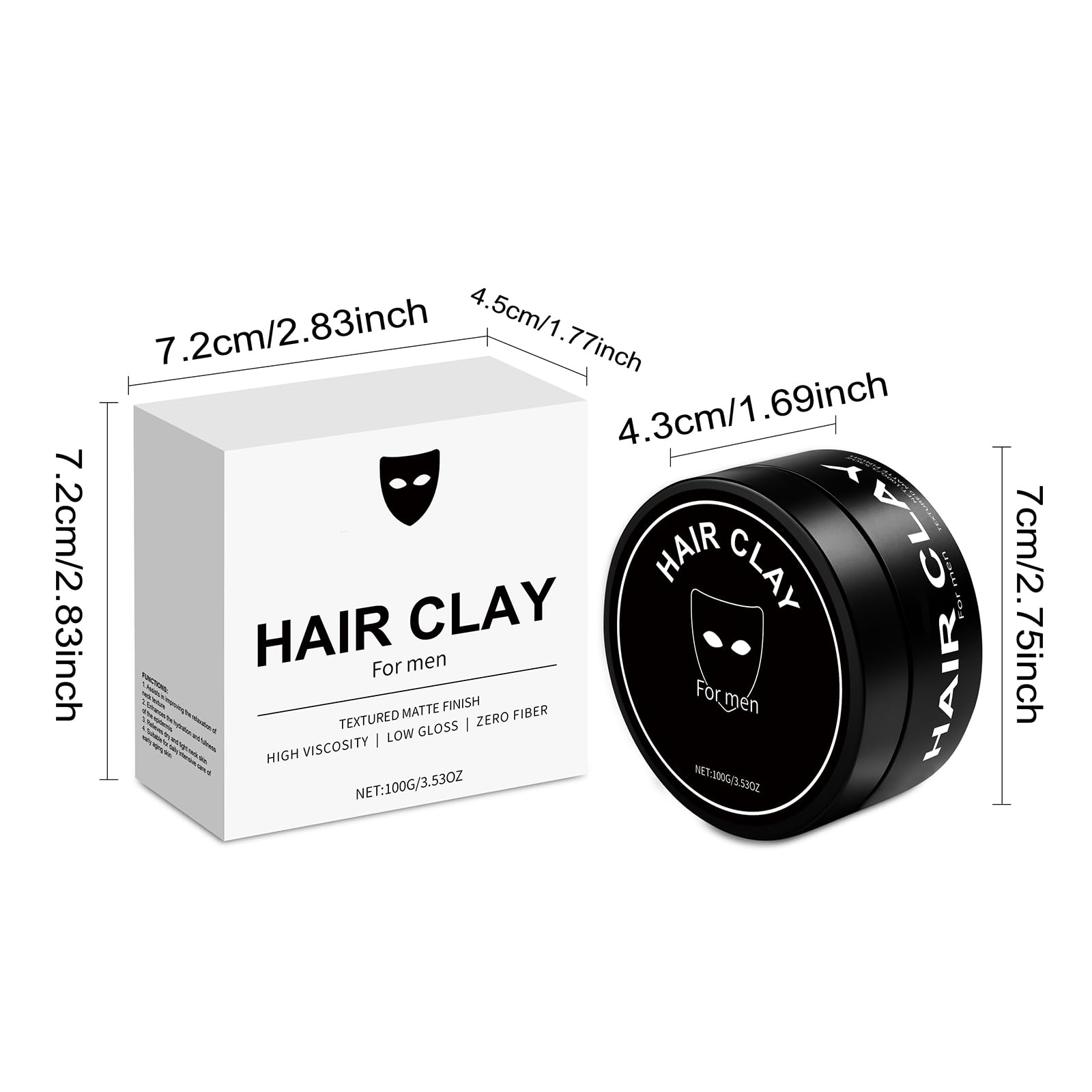 Haarstyling-Ton Für Männer – 100g Matte Finish, Starkhaltender Haarkleber Ohne Glanz, Wasserbasierte Haarpaste Für Volumen & Textur, Ideal Für Alle Haartypen, Styling-Wachs