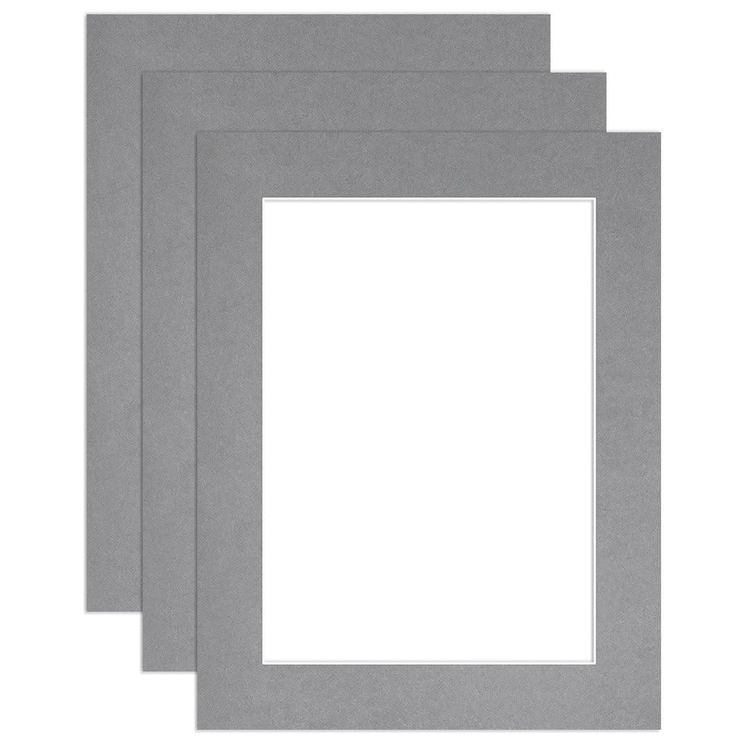 Procut Global 9x7" Mid Grey Picture Mounts to Fit 5x7" Aperture - Precision Cut Cardboard Photo Mount - Ideal for Frames, Prints, Artwork & Certificates - Sizes & Colours Available - 3 Pack — image 1