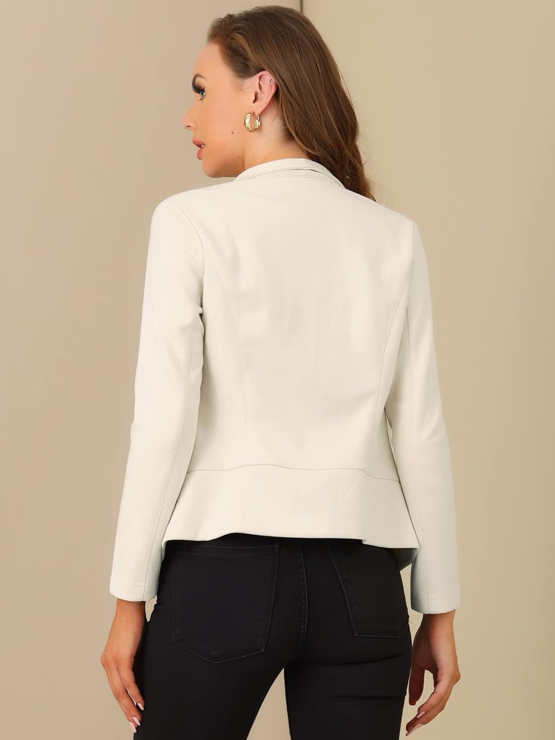 Allegra K Women Faux Suede Jacket Lapel Draped Open Front Cardigan Casual Trendy Suede Blazer