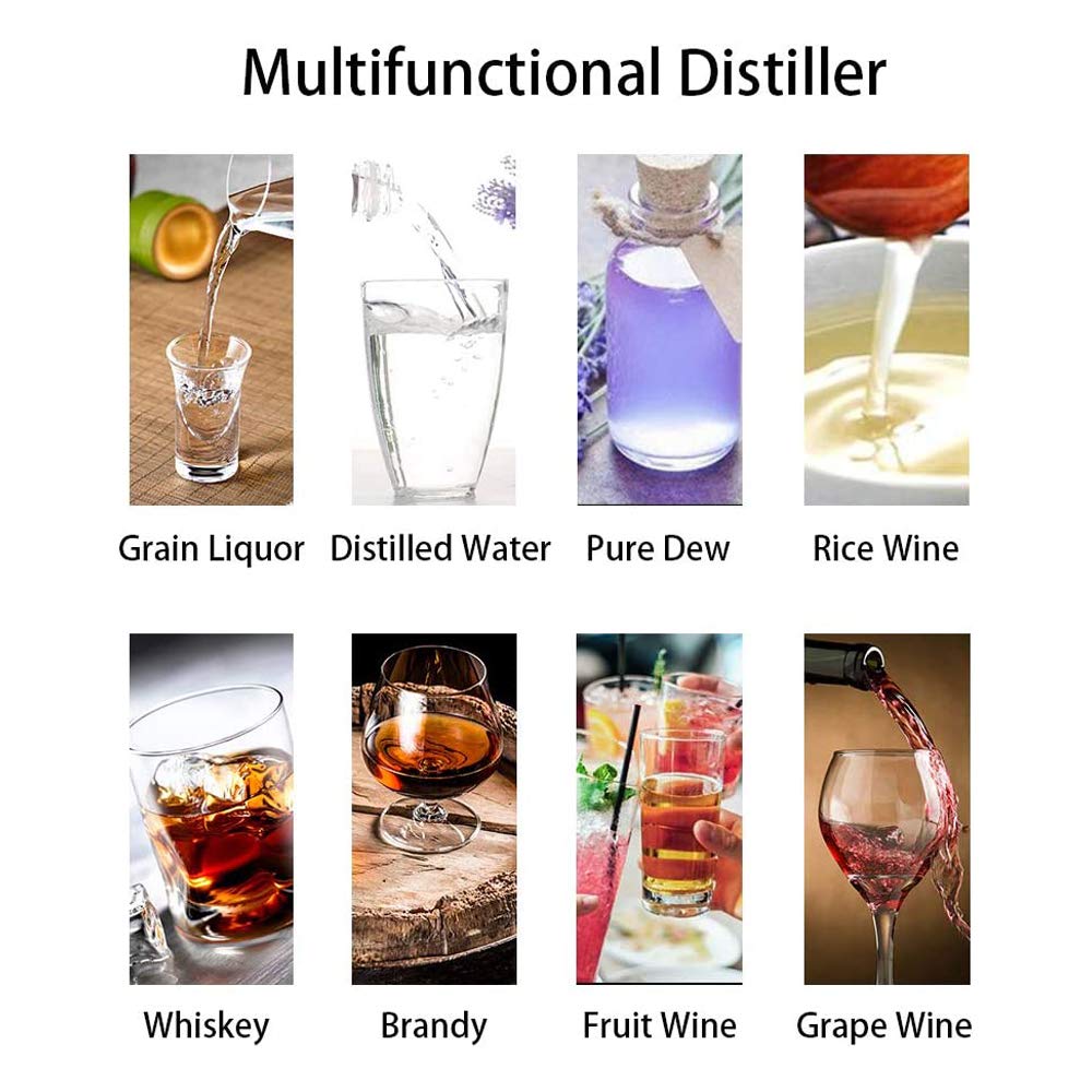 Fayelong Moonshine Still - Kit de destilador de Alcohol de Cobre Rojo de 33L/8 galones de etanol, Vodka, Agua sin Gas, destilador de Alcohol para el hogar (33L/8 galones)