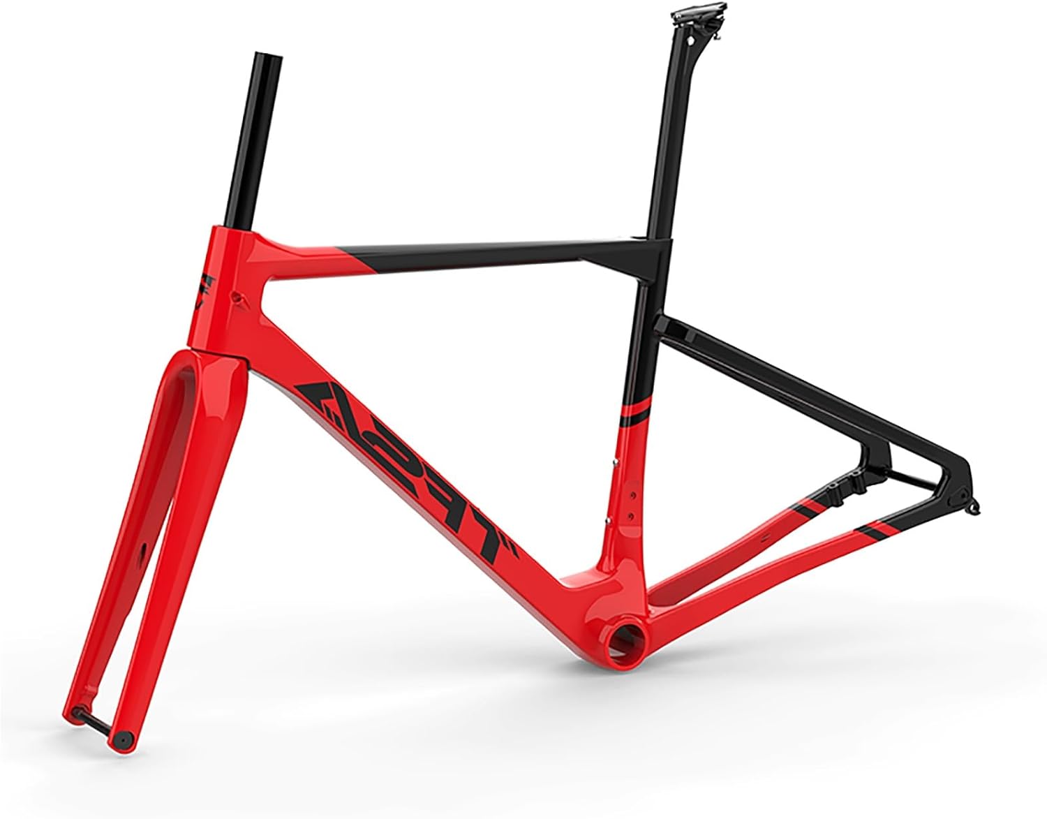 Carbon Fiber Road Bike Frameset 700C 47cm / 50cm / 53cm / 56cm Bike Frame Disc Brake Thru Axle Frame 100/142mm Internal Routing For 700X42C(Green 4,56cm)