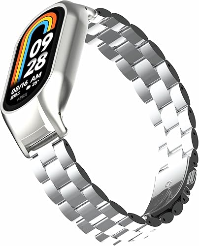 Miniatura 4 de Bandas de metal compatibles con Xiaomi Mi Band 8, pulsera de repuesto de reloj de acero inoxidable con marco de metal para Xiaomi Mi Band 8 Bandas