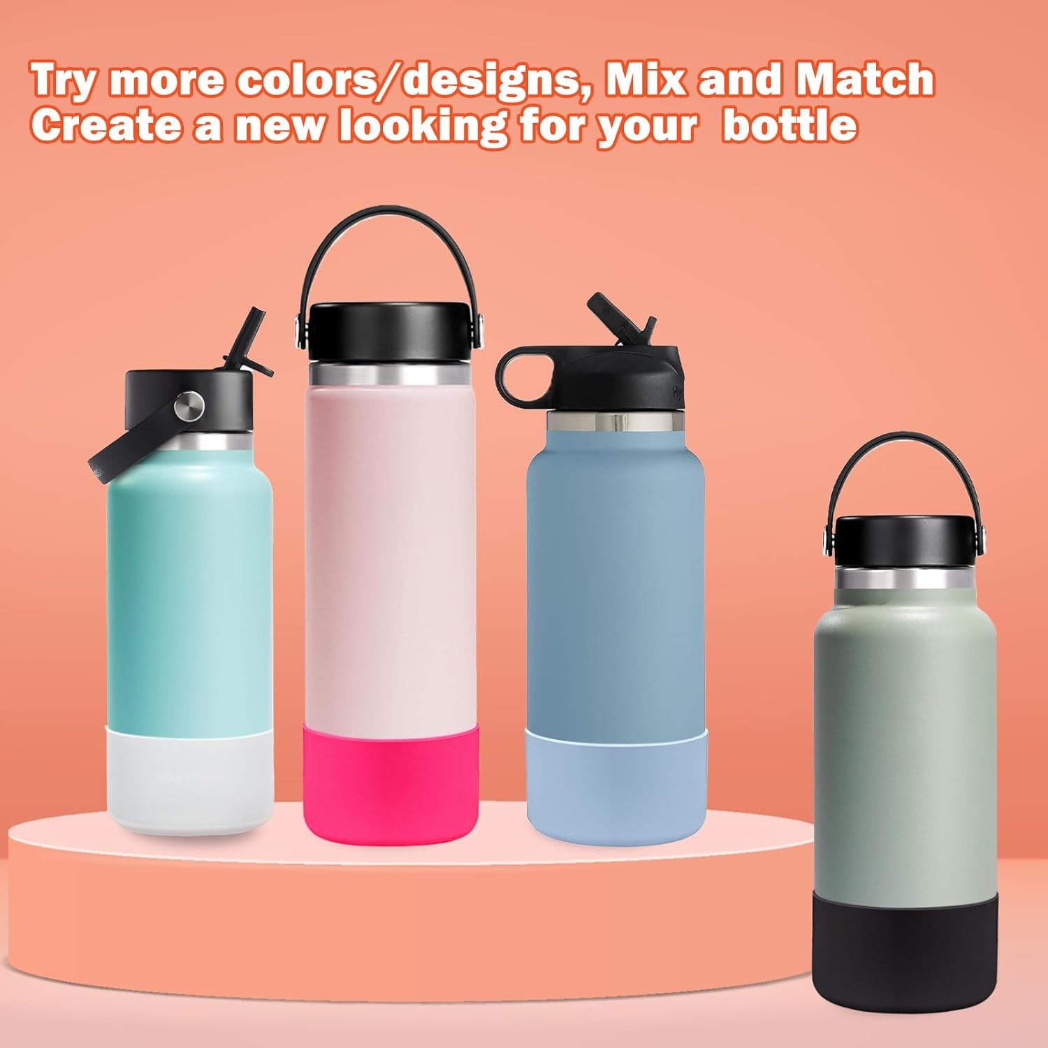 2pc Protective Silicone Boot Bumper for Hydro Flask Wide Mouth, Silicone Base Sleeve for Hydro Water Bottle and Other Brand Water Bottle accessories(Boot size: 3.56inch Bottom Diameter) - Image 3