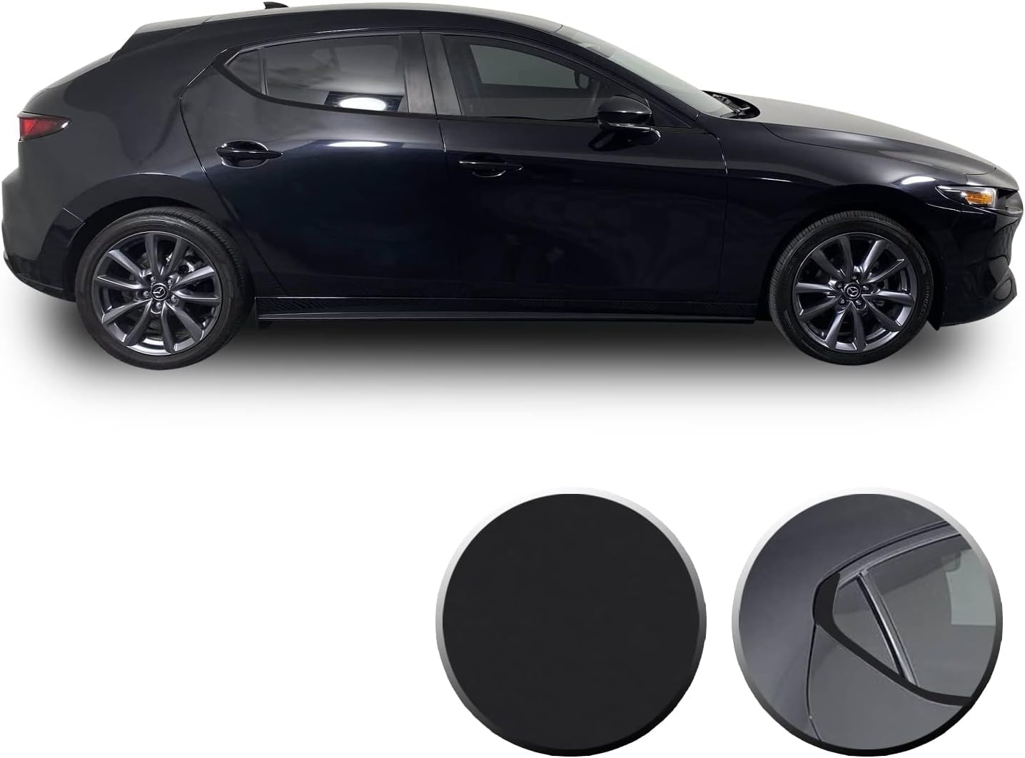Gomu Window Chrome Delete Blackout Precut Vinyl Wrap Overlay Kit Compatible with and Fits Mazda 3 Hatchback 2019-2021 - Matte Black
