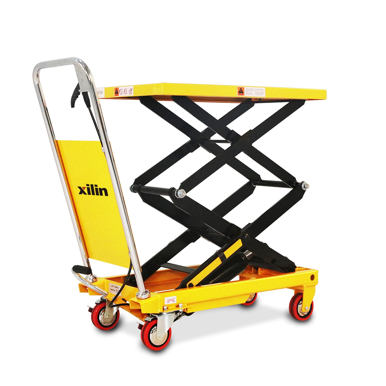 Xilin Hydraulic Lift Table Cart, Manual Double Scissor Lift Table 770lbs Capacity 51