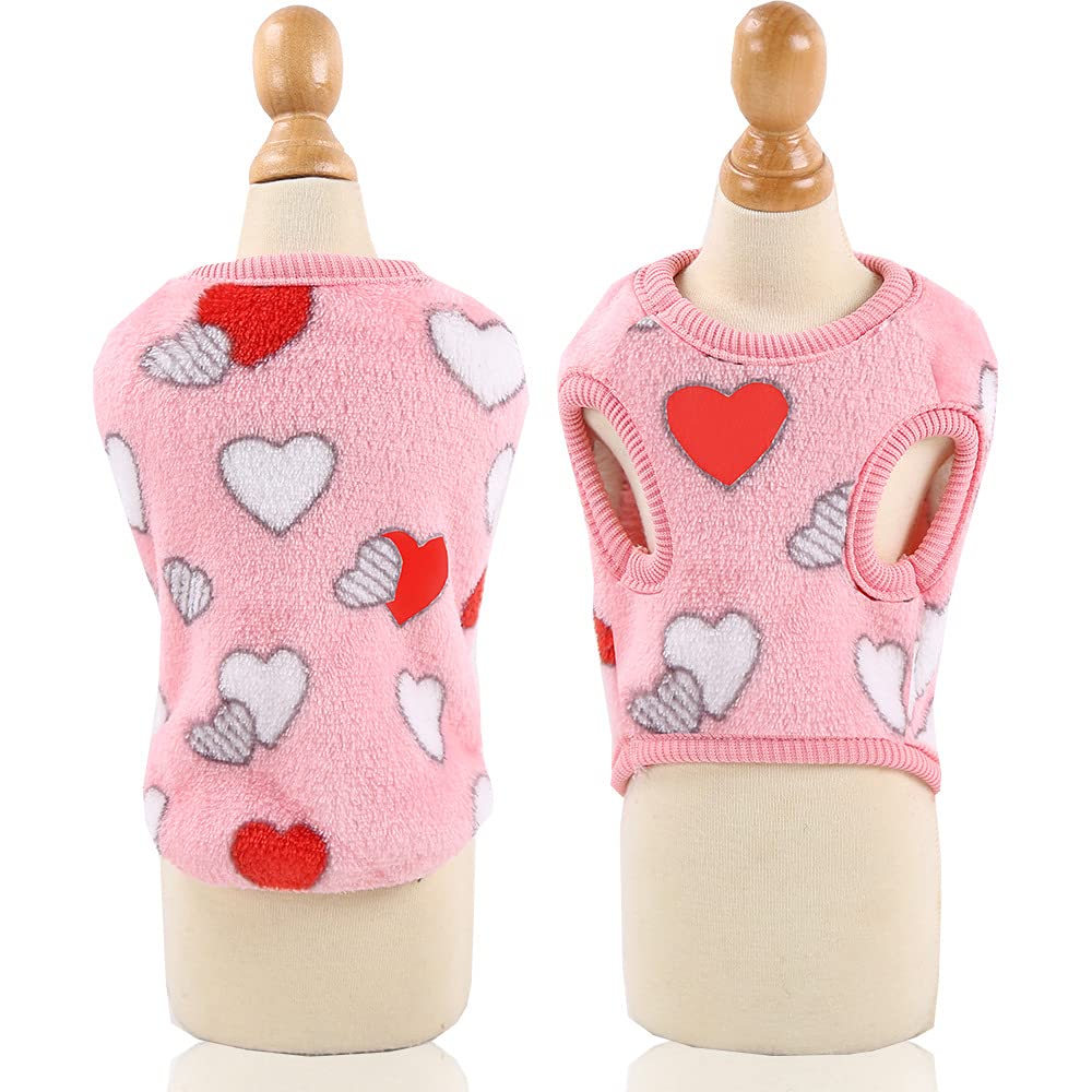 BUSHIKO Cute Heart Print Fashion Soft Flannel Fleece Shirt for Small Puppy/Cat, Winter Shirt for ShizhTzu, Maltese, Yorkii etc (Size: L, Chest: 44 cm, Back Length: 35 cm) (B09M7FTYLP) Amazon Price History, Amazon Price Tracker