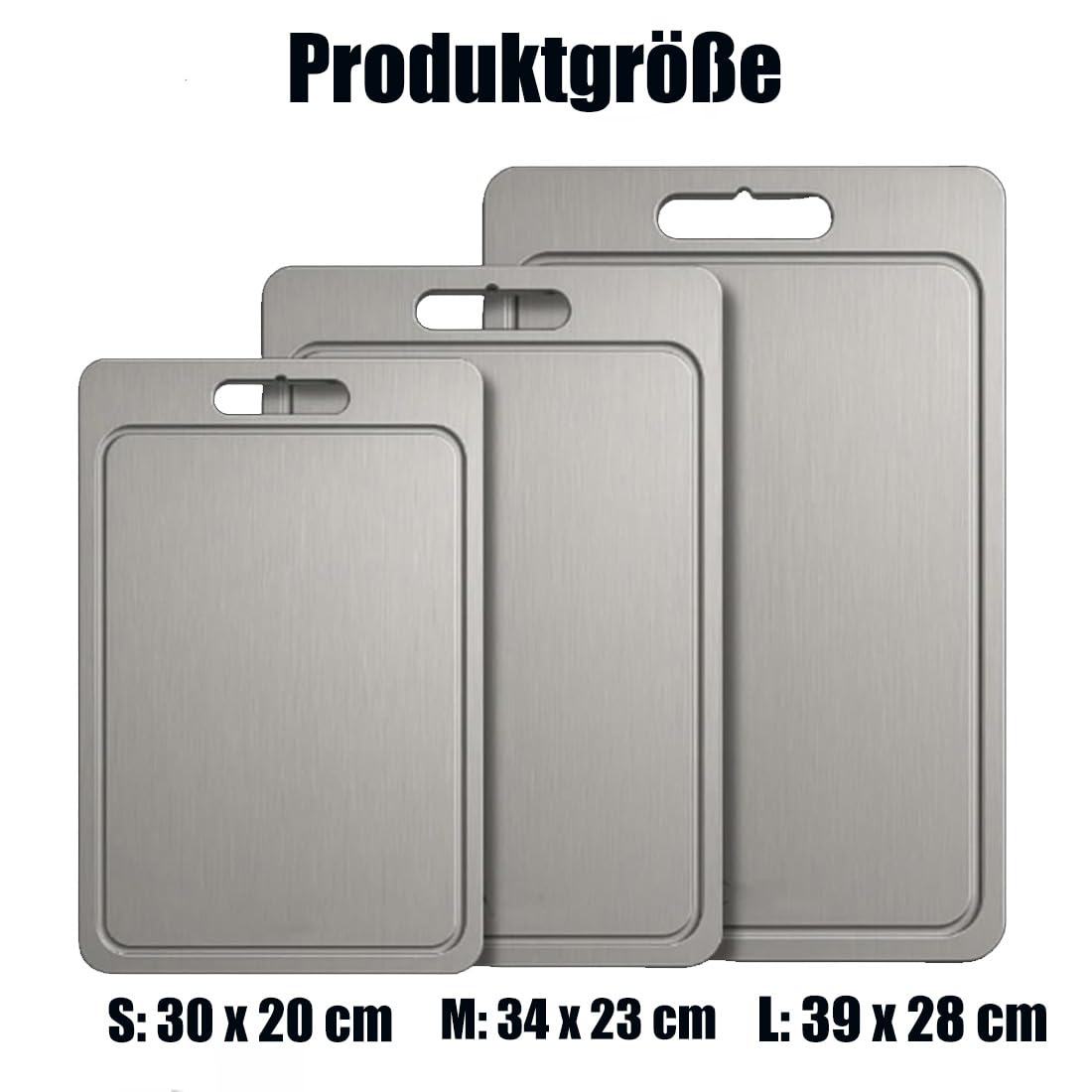 100%-Titan-Schneidebrett 2.0 Mit Ablaufrinne,2026 New Titan Chopping Board,100% Pure Titanium Cutting Board,Langlebig und Leicht zu Reinigen Dishwasher Für Fleisch,Obst,Gemüse (S+M+L,3)