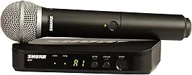 Shure Sistema de microfone sem fio UHF BLX24/PG58 – perfeito para igreja, karaokê, vocais – vida útil da bateria de 14 horas, alcance de 91 metros | Inclui microfone vocal portátil PG58, receptor de