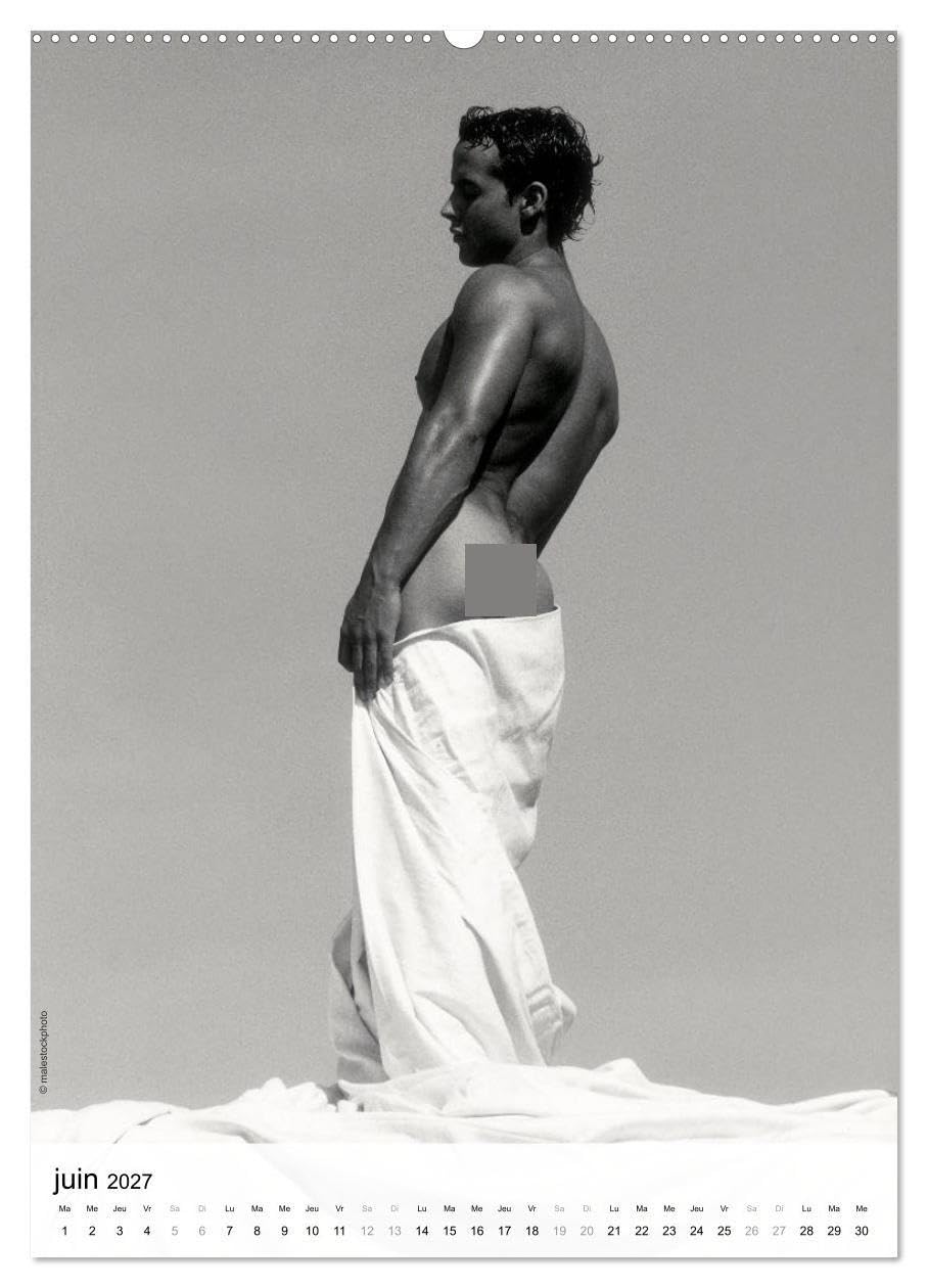 contrastes hommes (Calendrier mural haut de gamme 2027 DIN A2 horizontal), CALVENDO calendrier mensuel: Calendrier mensuel avec 13 photos en noir et blanc avec du nu artistique masculin