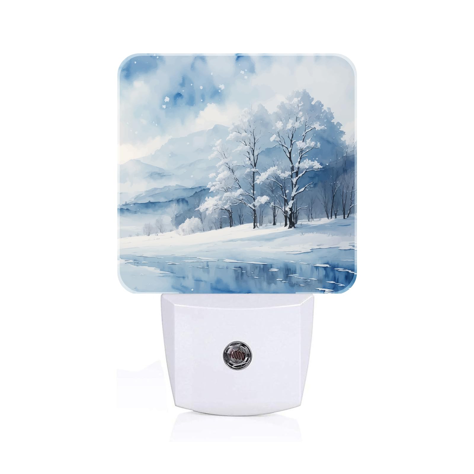 FSHVQKD Snow Forest Night Light Plug-in Night Lights with Dusk-to-Dawn Sensor for Stairway Hallway Bedroom Sleep Friendly Ideal