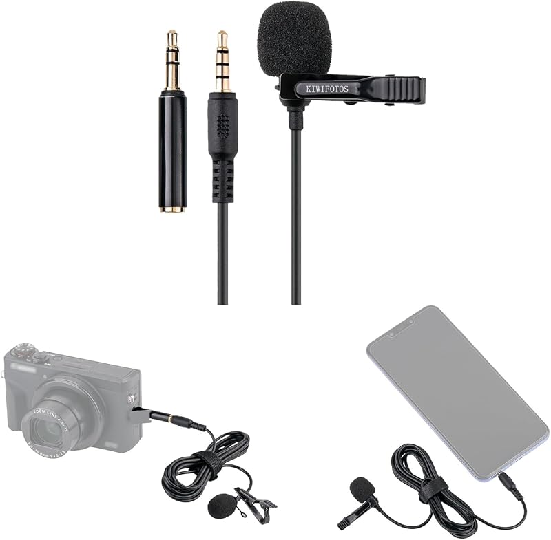 Lapel Lavalier Microphone Clip-on Lav Mic for Sony ZV-1 II ZV-1F RX100 VII | for Sony A6700 A6600 A6300 A6100 A7IV A7 III II A7S Canon G7X III M50 R50 R100 R RP Nikon Z6 Z7 II Z30 Z50 & More Cameras