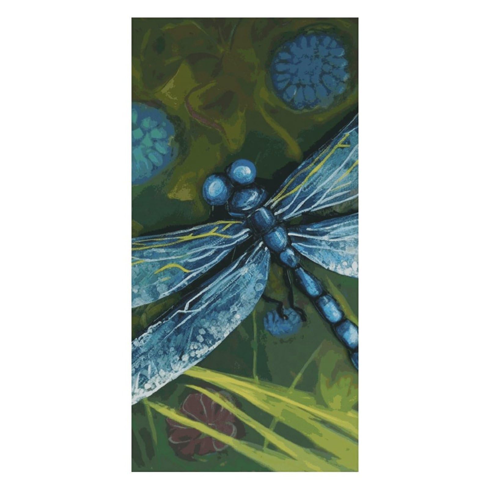 Hand Painted Blue Dragonfly Beach Towel Extremely Soft Oversized Towels Lightweight Sports Absorbent Bath Towel Suitable 160"x80" for Swimming Camping Beach