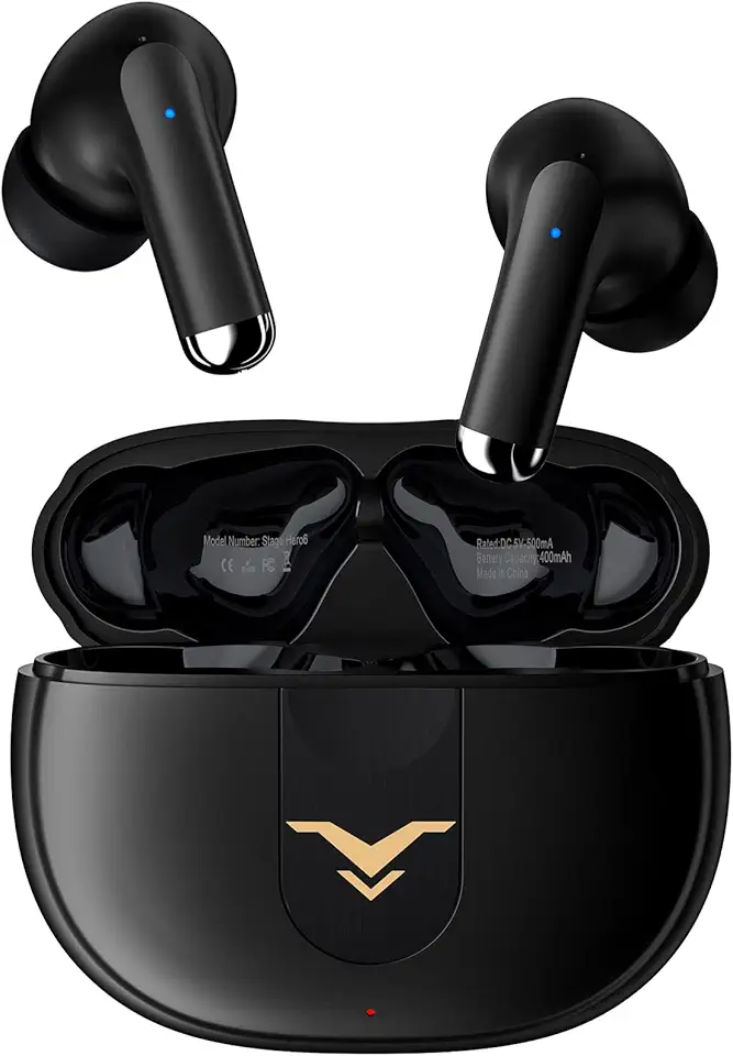 Fone de Ouvido Stage Hero6 TWS com cancelamento de ruído ativo (ANC), fone sem fio Bluetooth 5.2 com 4 microfones para chamada, 35H tempo de reprodução, modos duplo, IPX5 à prova d'água