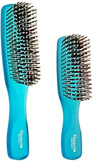 Giorgio Gentle Blue Neon Hair Brush Set – 2 Detangler Brushes (6.25" & 7.75"), Men, Women & Kids, Scalp Massager, Travel Hair Brush, All Hair Types