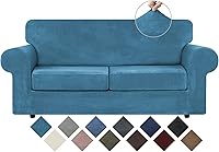 Vista 155 de WEERRW Fundas de terciopelo para sofá de 2 cojines, fundas de sofá de felpa de terciopelo de lujo de alta elasticidad, con parte inferior elástica