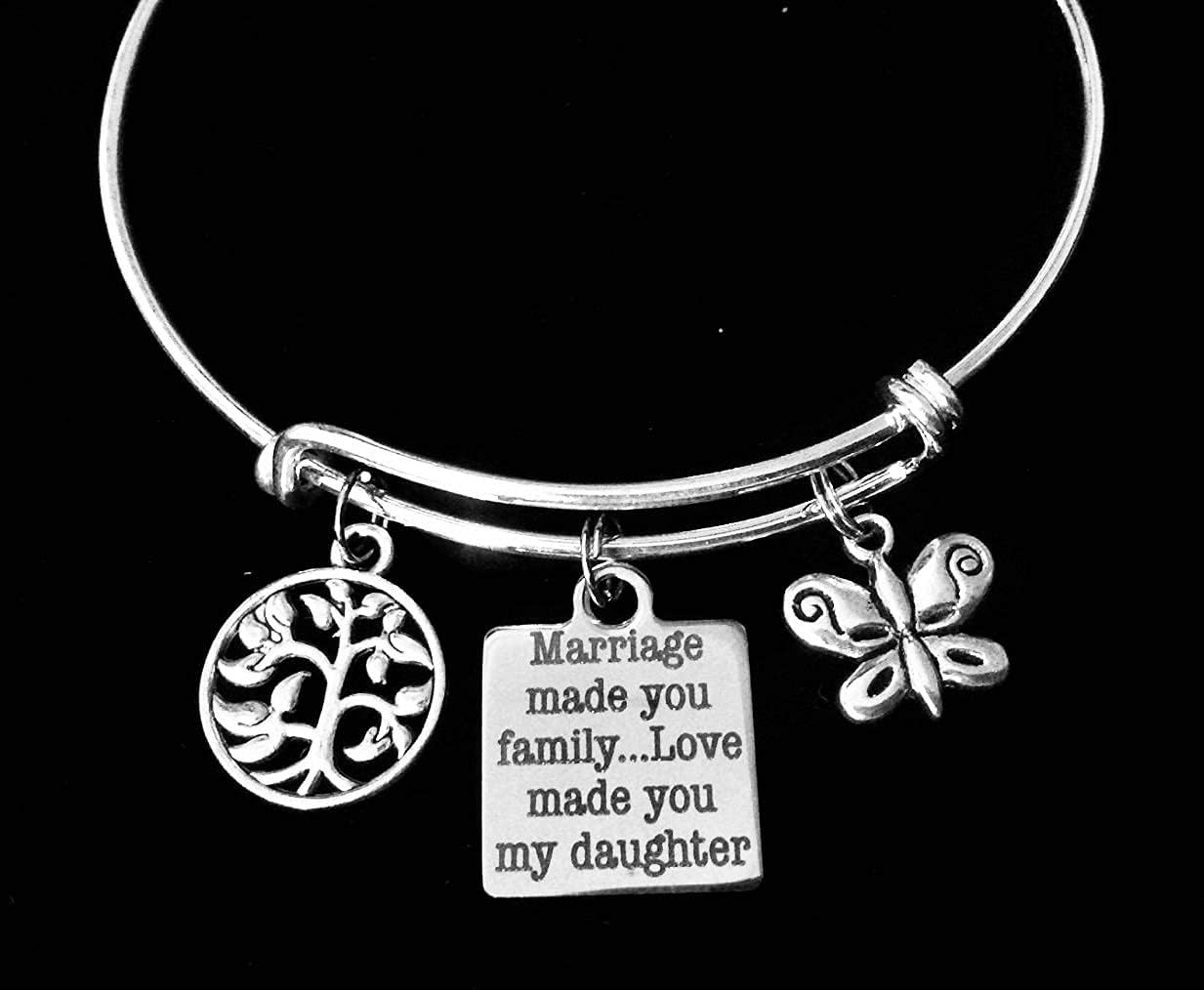 Marriage Made you Family Love Made You My Daughter Expandable Charm Bracelet for Daughter In Law Adjustable One Size Fits All Can be Personalized - Image 2