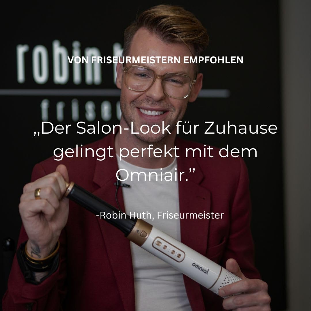 Omnial |Omniair Pro| 5in1 Haarstyler, Stylingset mit 5 Aufsätzen. Optimale Nutzung durch 3 Temperaturstufen und 3 Luftstärken | Coldshot-Funktion für einen längeren Halt | Geeignet für alle Haartypen