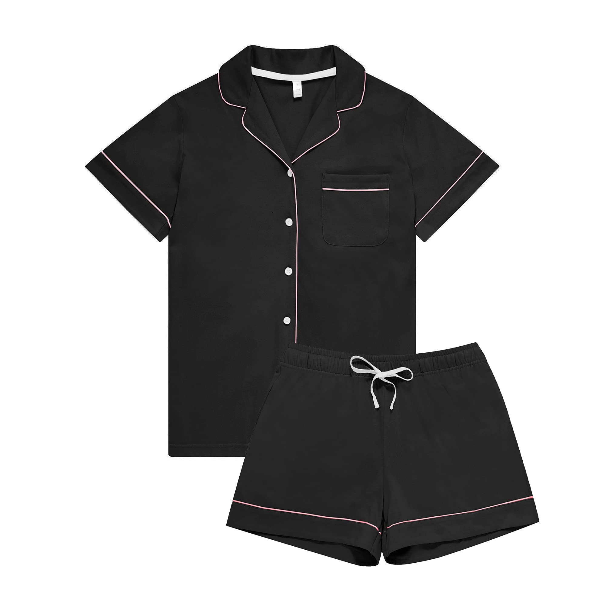 HEARTNICE Pajamas for Women, Button Down Pajama Shorts Set Soft Summer