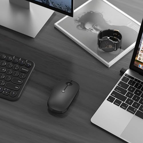 Miniatura 8 de Vssoplor - Mouse inalámbrico tipo C, modo dual 2.4G, mouse inalámbrico USB C inalámbrico con nano USB y receptor tipo C compatible con PC, laptop,