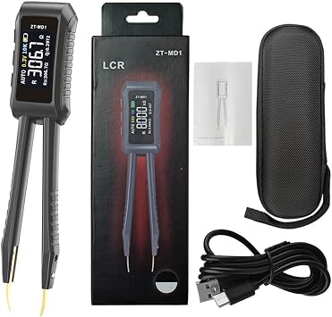 LCR Meter Tweezer, LCR Digital Tweezers Tester ZT-MD1   SMD-Resistor, Inductor & Capacitor Analyzer with Color Display, Auto-ID & PC Data ExportZT-MD1