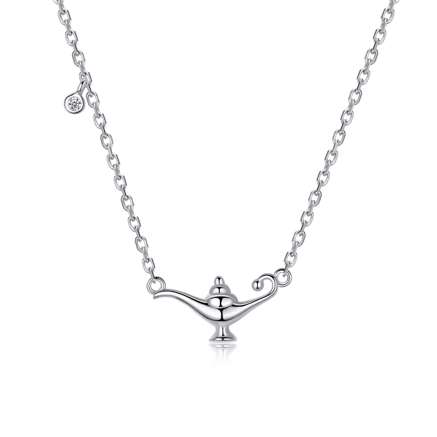VIKI LYNN925 Sterling Silver Genie Lamp Pendant Necklace Magic Lamp Jewelry for Women Gifts